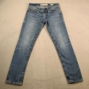 BKE Jeans Womens 25 Blue Medium Wash Stella Low Rise Slim Fit‎ Crop Stretch